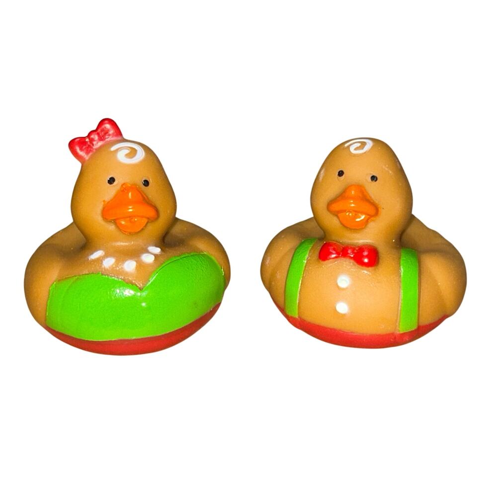 Set of 2 Christmas Gingerbread Boy Girl 2" Rubber Ducks Duckies Jeep Duck Ducked